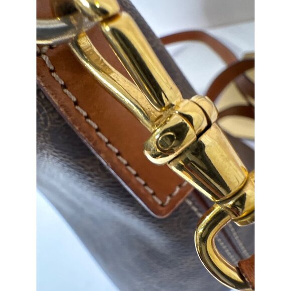 Celine Macadam Brown Coated Canvas & Leather Handbag With Adjustable Strap - Picture 8 of 16